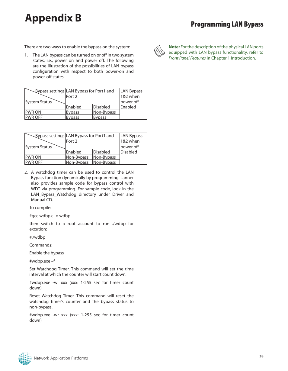 Appendix b, Programming lan bypass | Lanner FW-7575 User Manual | Page 43 / 48