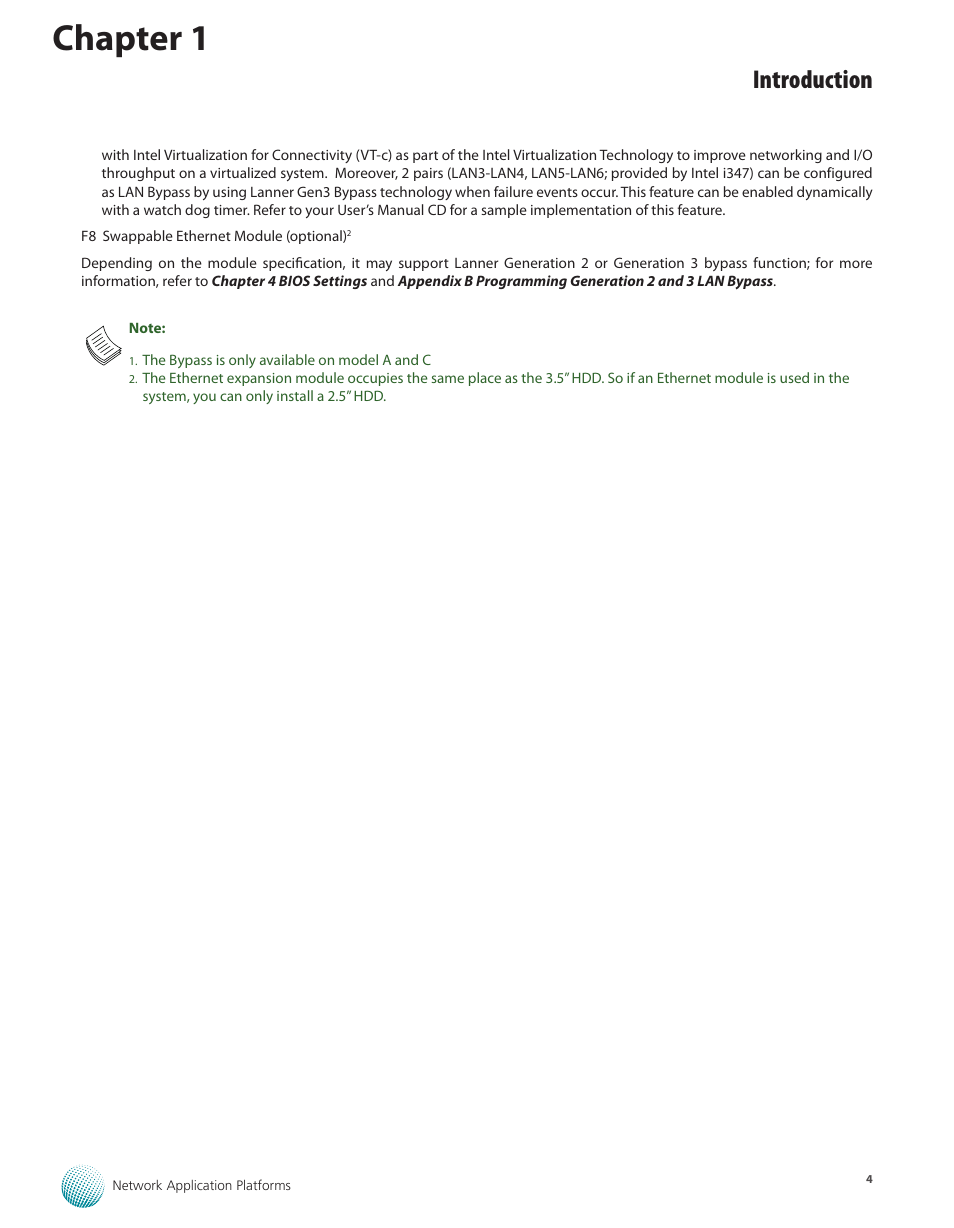 Chapter 1, Introduction | Lanner FW-7575 User Manual | Page 9 / 48