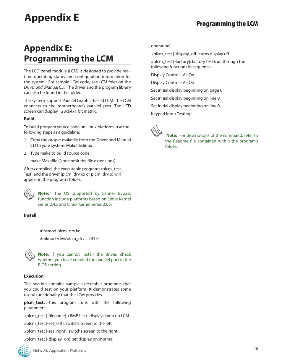 Appendix e: programming the lcm, Appendix e, Programming the lcm | Lanner FW-7581 User Manual | Page 21 / 23
