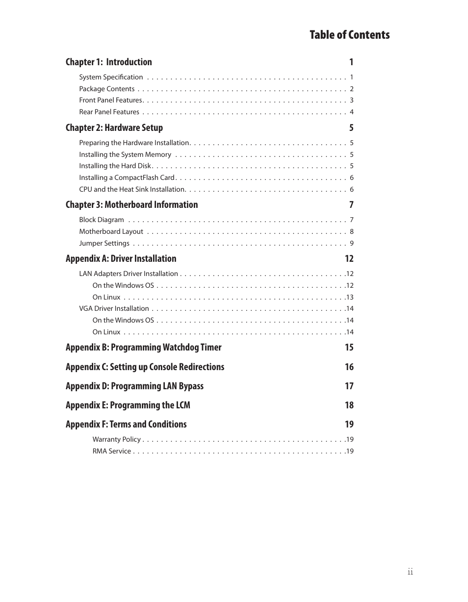 Ttat table of contents beable of contents | Lanner FW-7581 User Manual | Page 3 / 23