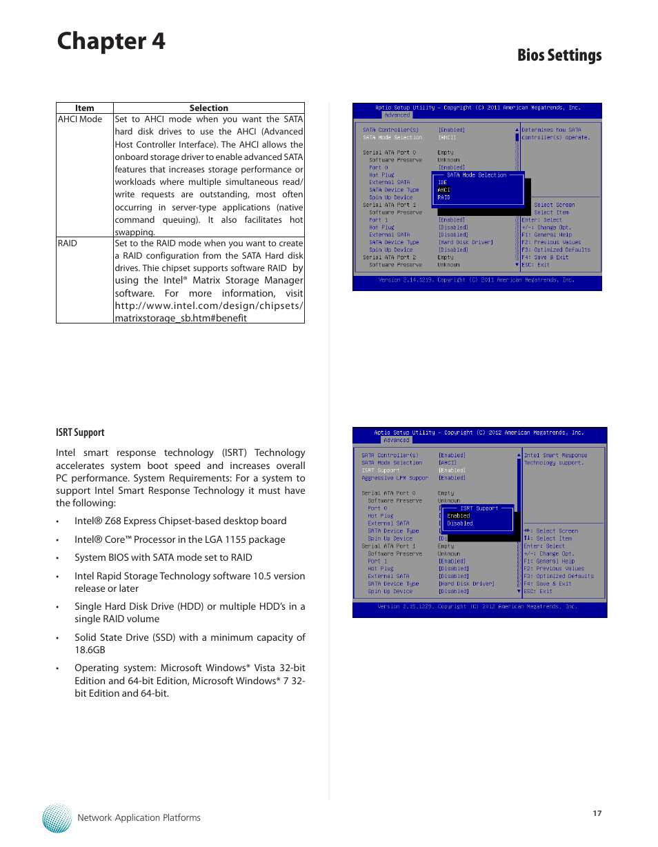 Chapter 4, Bios settings | Lanner FW-7610 User Manual | Page 20 / 44