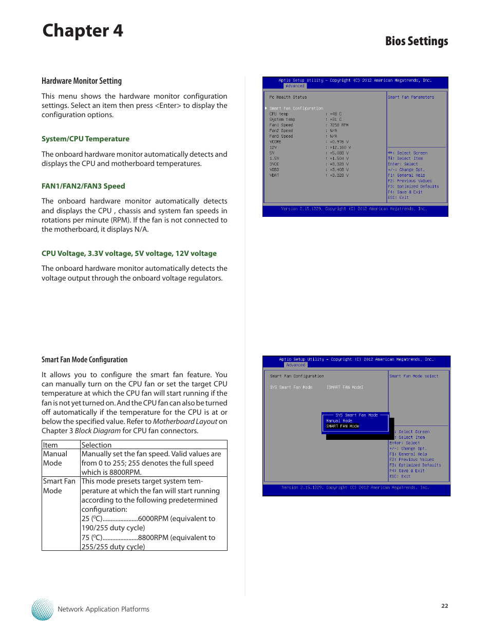 Chapter 4, Bios settings | Lanner FW-7610 User Manual | Page 25 / 44