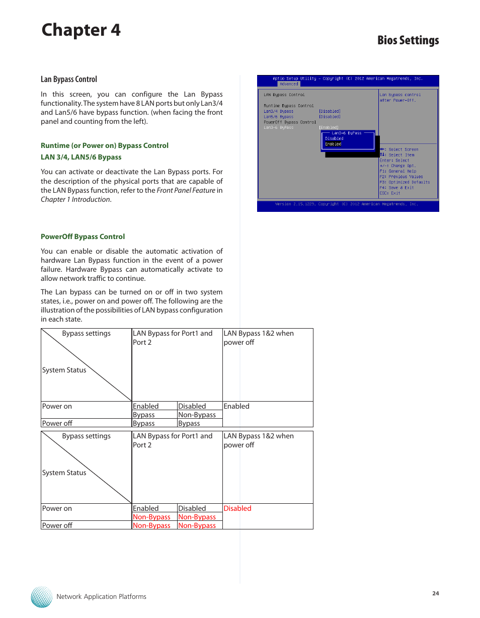 Chapter 4, Bios settings | Lanner FW-7610 User Manual | Page 27 / 44