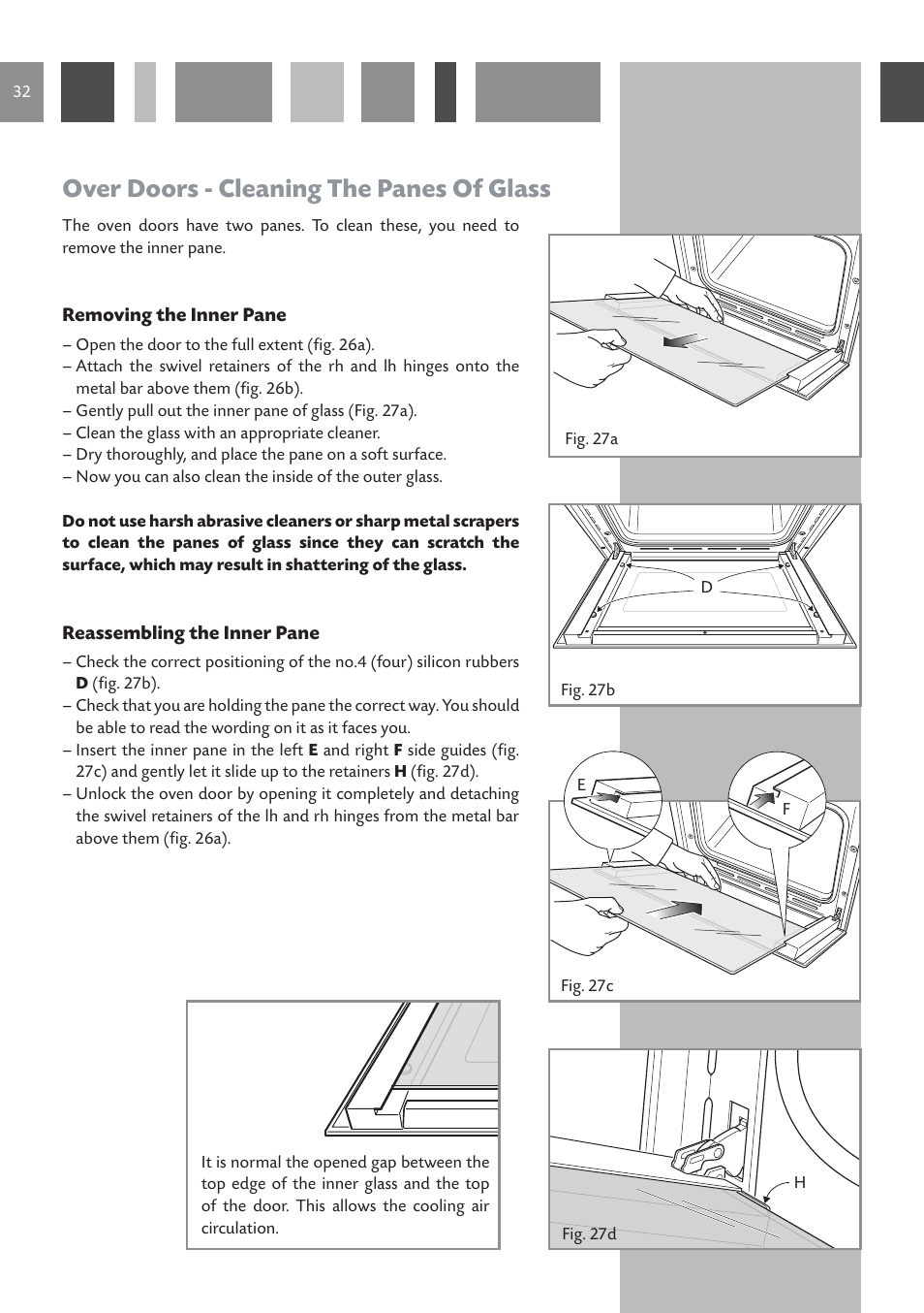 Over doors - cleaning the panes of glass | CDA RV 1001 User Manual | Page 32 / 52