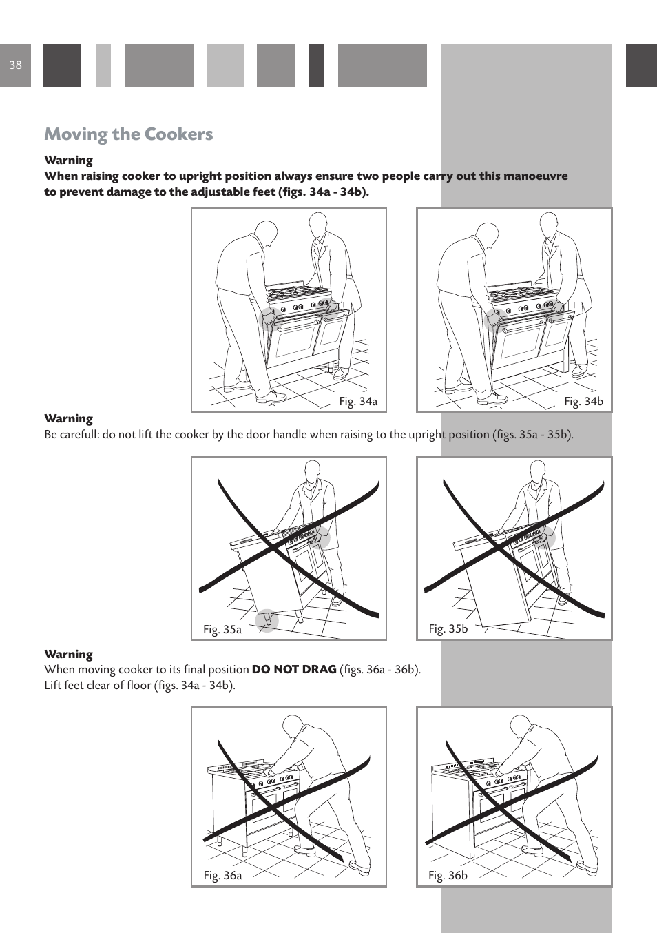 Moving the cookers | CDA RV 1001 User Manual | Page 38 / 52