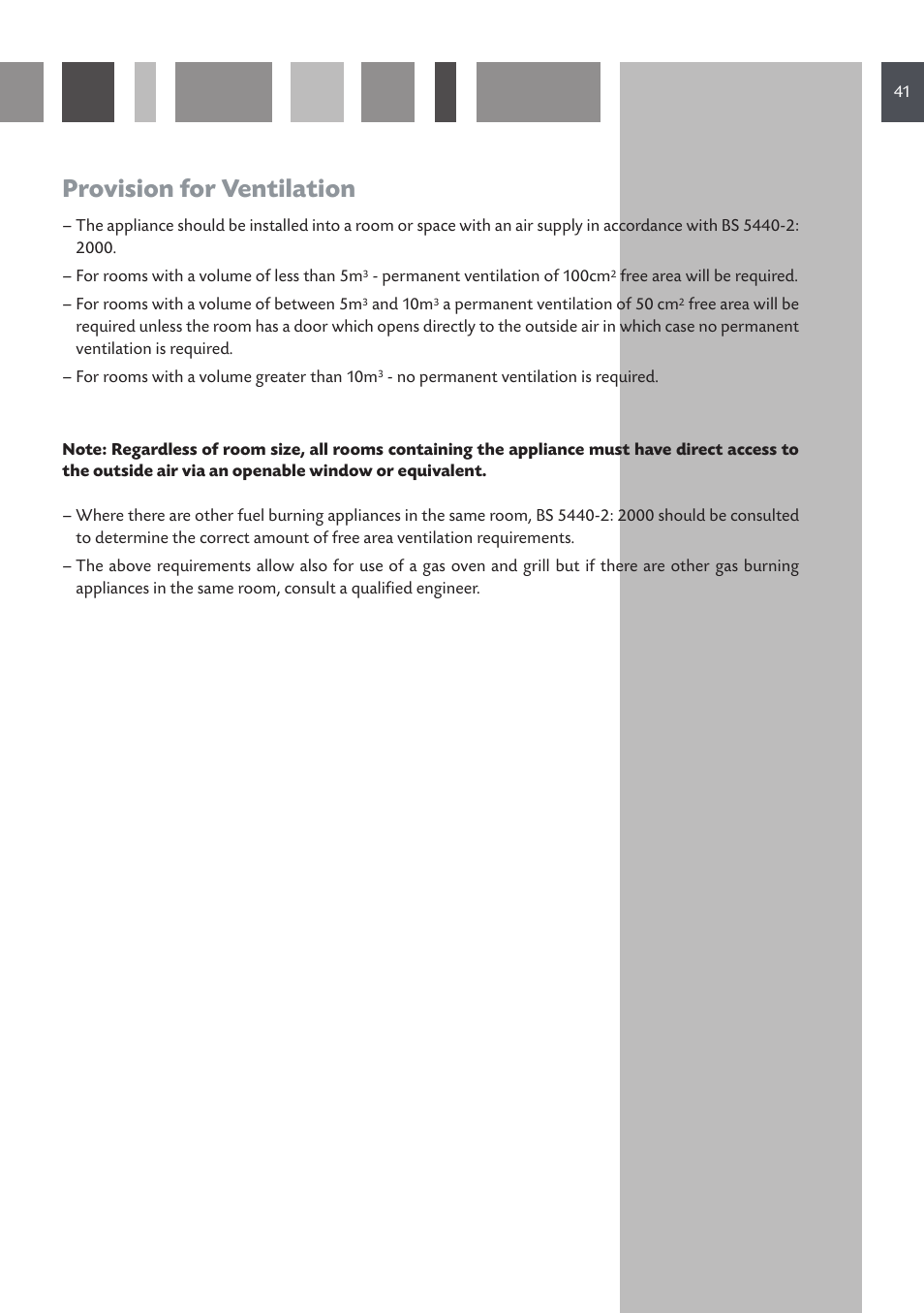 Provision for ventilation | CDA RV 1001 User Manual | Page 41 / 52