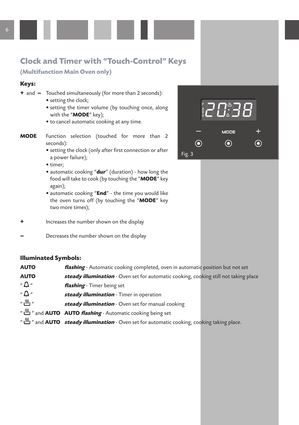 Clock and timer with “touch-control” keys | CDA RV 1001 User Manual | Page 6 / 52