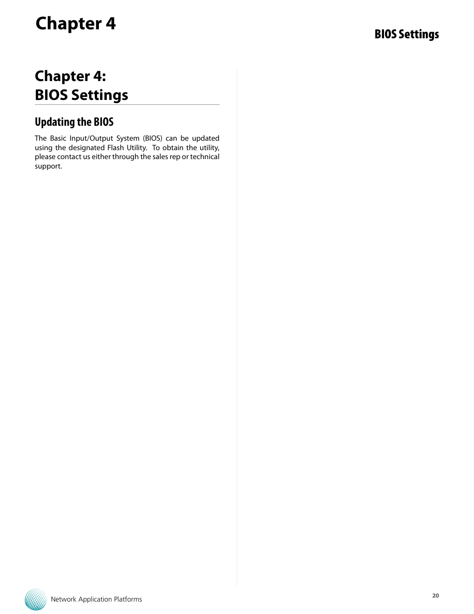 Chapter 4, Chapter 4: bios settings, Bios settings | Lanner FW-8759 User Manual | Page 26 / 47