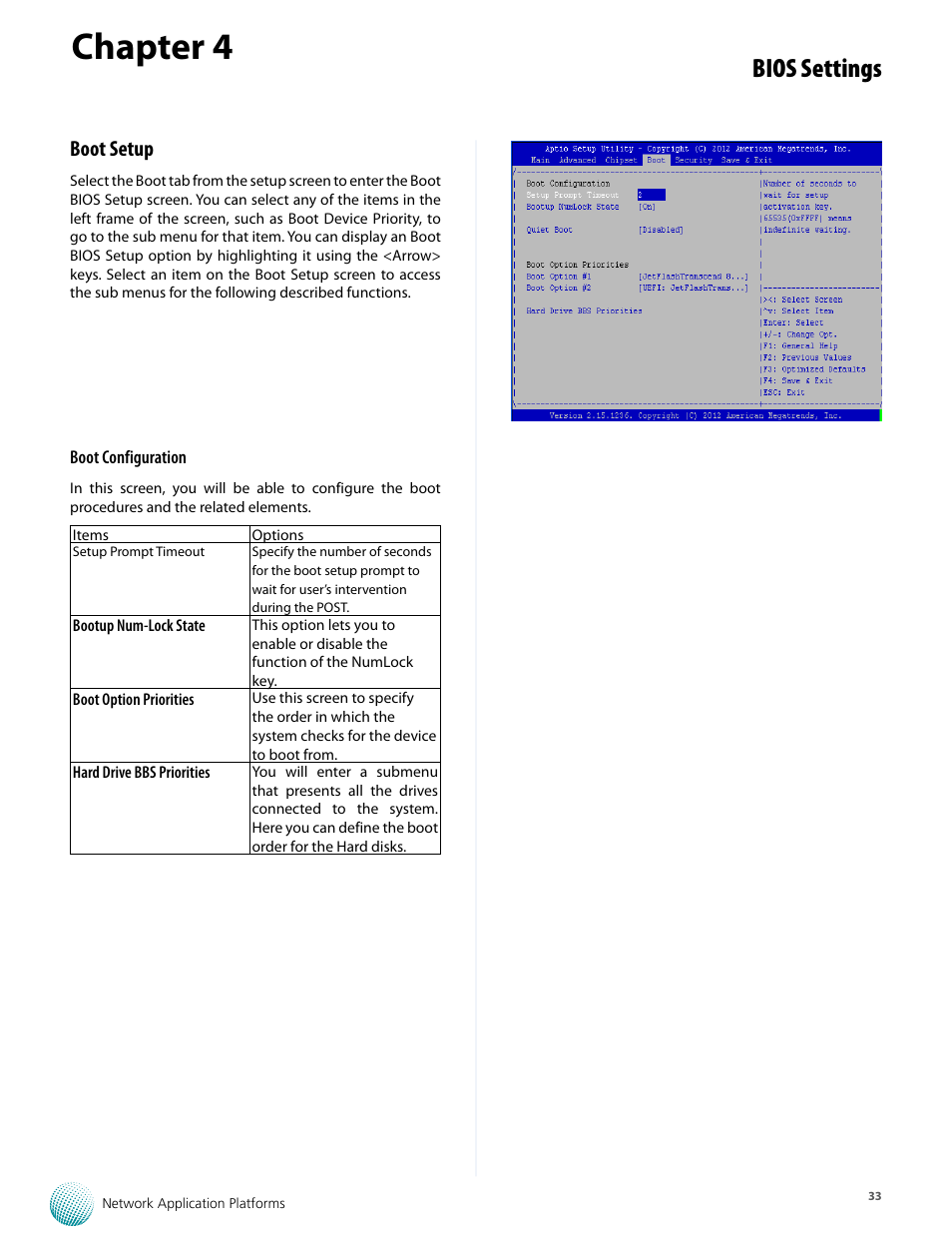 Chapter 4, Bios settings, Boot setup | Lanner FW-8759 User Manual | Page 39 / 47