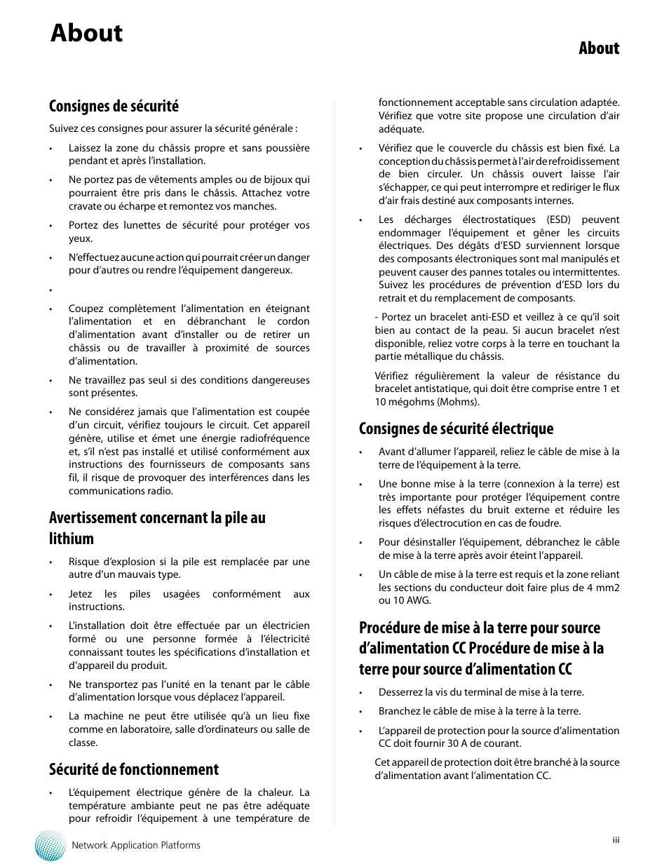 About, Consignes de sécurité, Avertissement concernant la pile au lithium | Sécurité de fonctionnement, Consignes de sécurité électrique | Lanner FW-8759 User Manual | Page 4 / 47