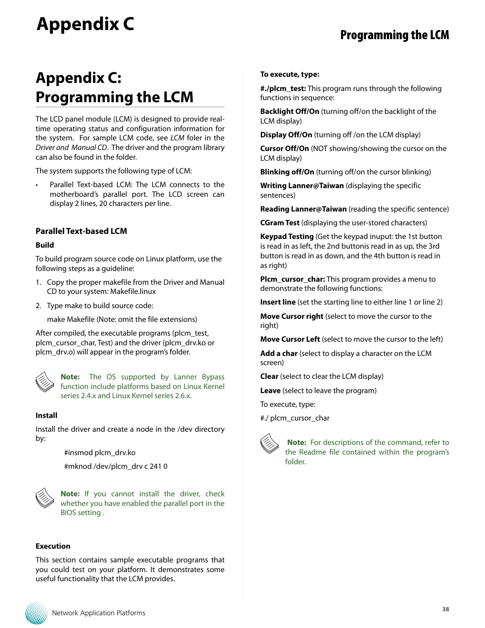 Appendix c, Appendix c: programming the lcm, Programming the lcm | Lanner FW-8759 User Manual | Page 44 / 47