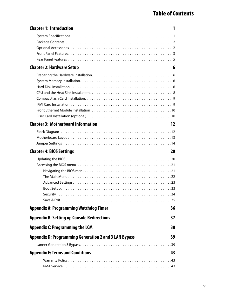 Ttat table of contents beable of contents | Lanner FW-8759 User Manual | Page 6 / 47