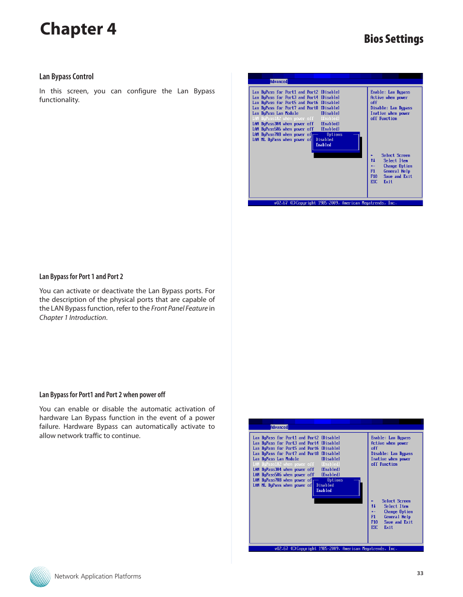 Chapter 4, Bios settings | Lanner FW-8760 User Manual | Page 38 / 53