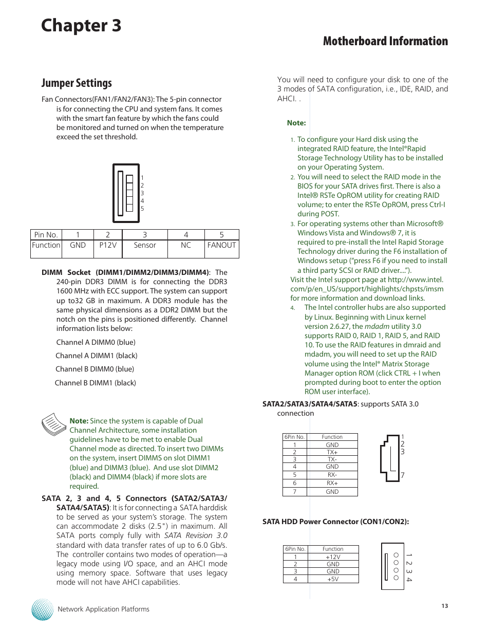 Jumper settings, Chapter 3, Motherboard information | Lanner FW-8771 User Manual | Page 18 / 47