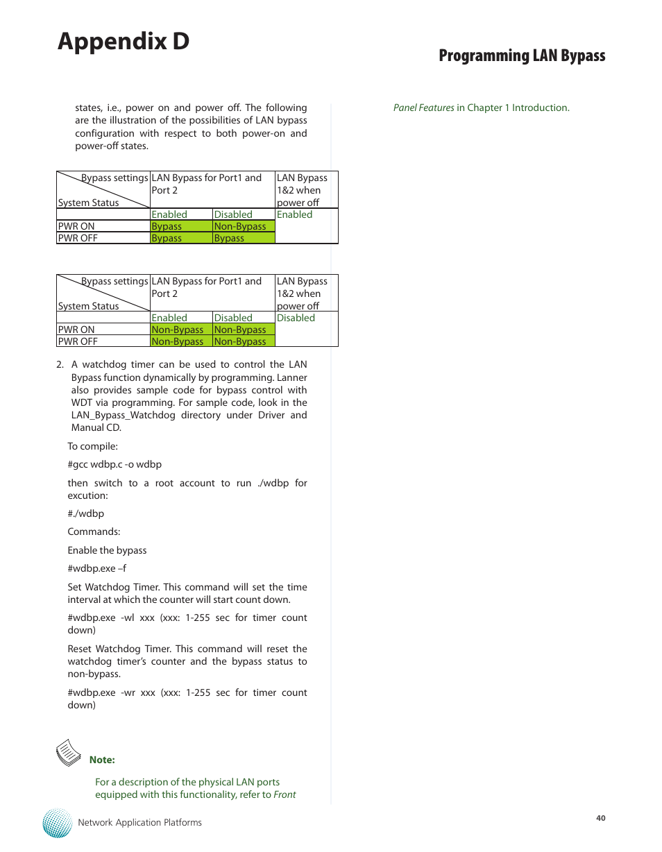 Appendix d, Programming lan bypass | Lanner FW-8771 User Manual | Page 45 / 47