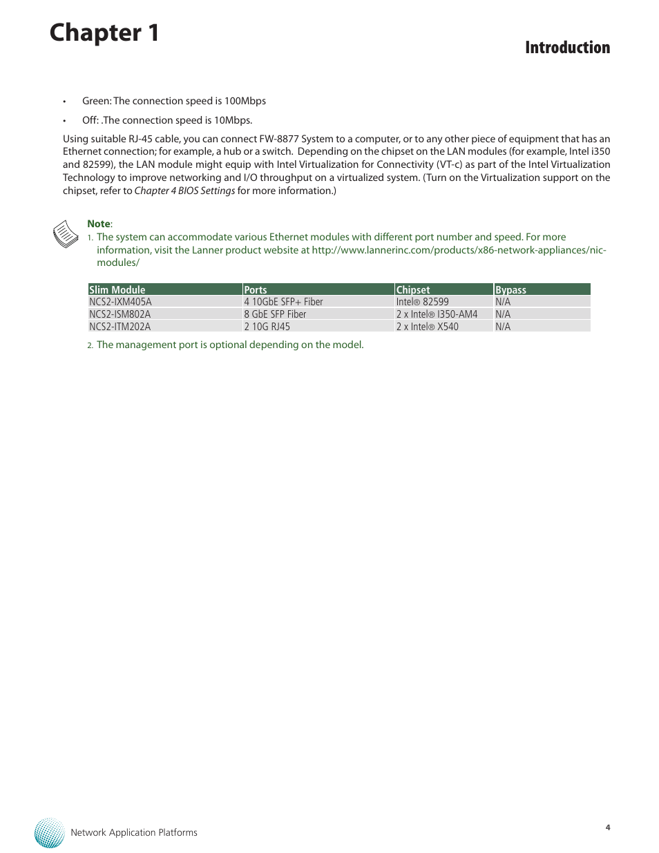 Chapter 1, Introduction | Lanner FW-8877 User Manual | Page 10 / 46