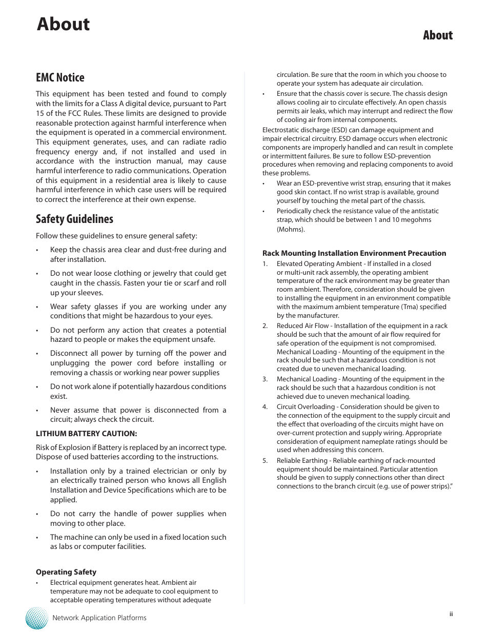 About, Emc notice, Safety guidelines | Lanner FW-8877 User Manual | Page 3 / 46