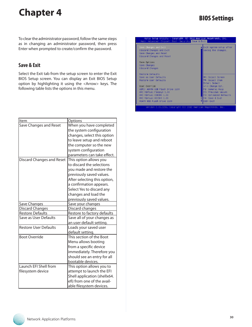 Chapter 4, Bios settings, Save & exit | Lanner FW-8877 User Manual | Page 36 / 46