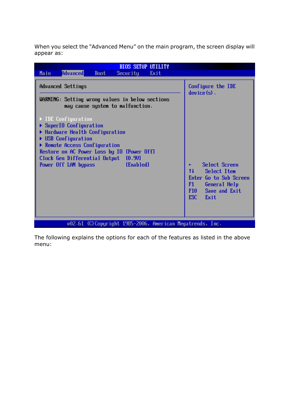 3 advanced menu | Lanner FW-8892 User Manual | Page 32 / 58