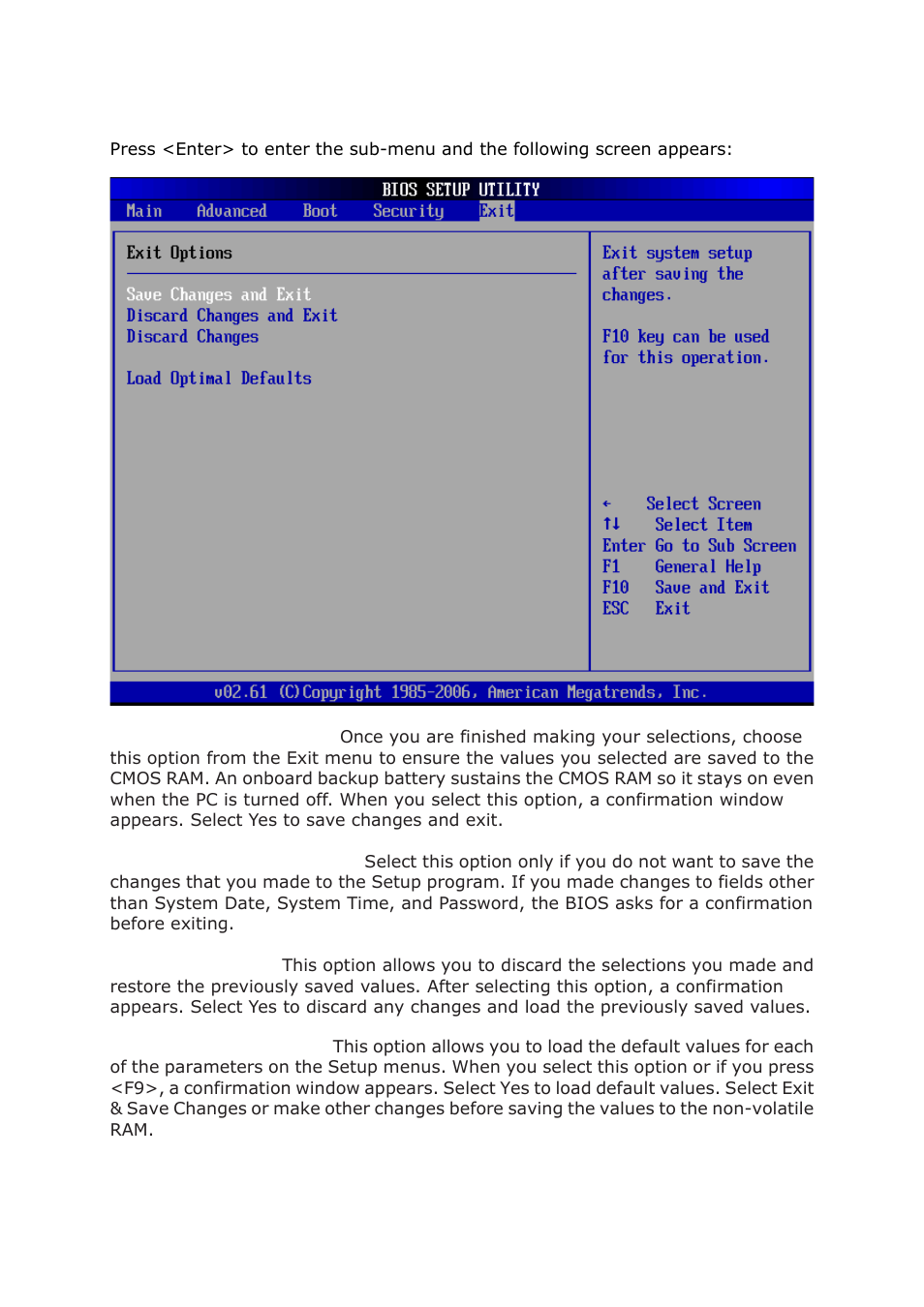 6 exit menu | Lanner FW-8892 User Manual | Page 49 / 58