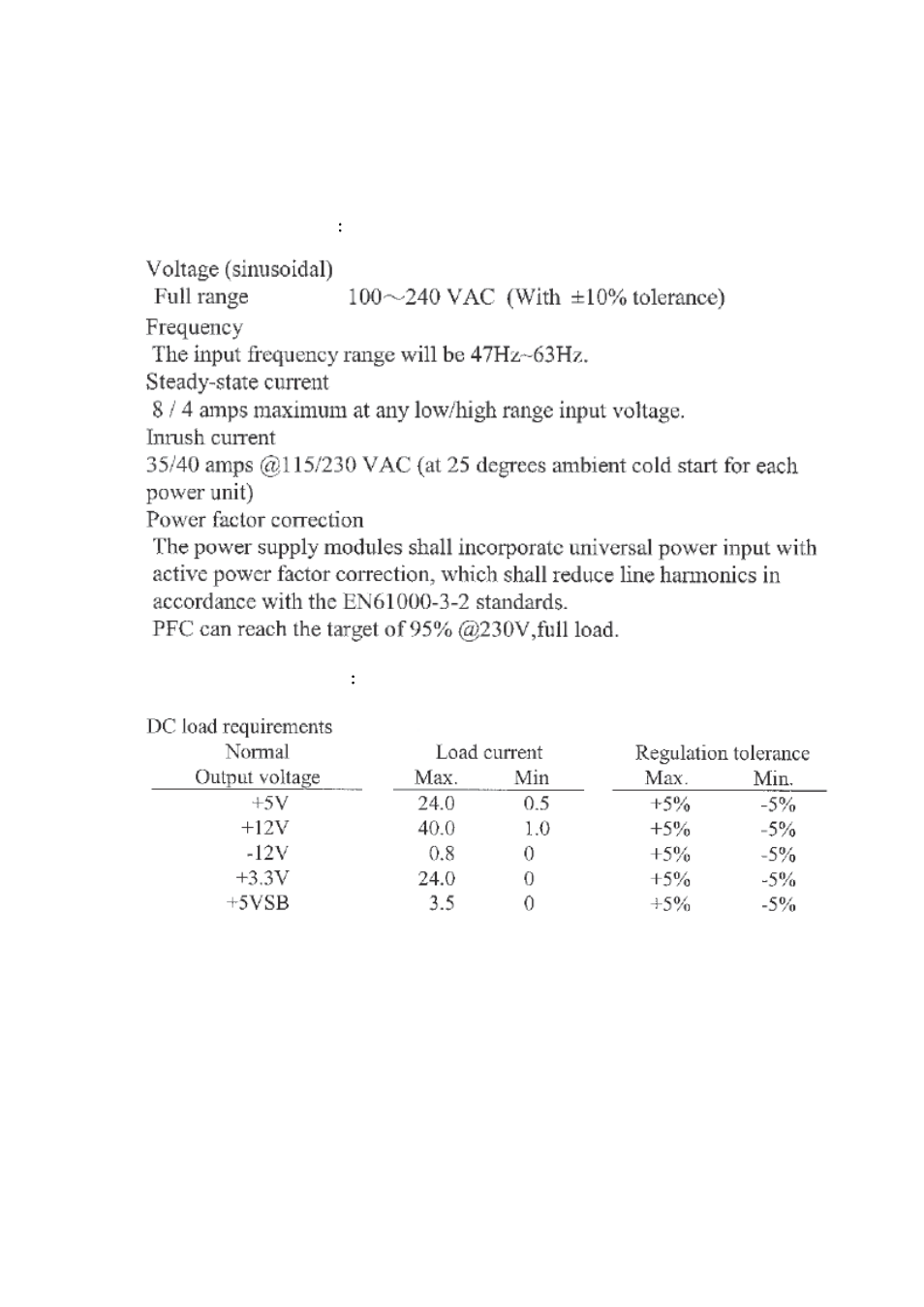 Appendix a: power supply, A.1 power supply specifications | Lanner FW-8892 User Manual | Page 50 / 58