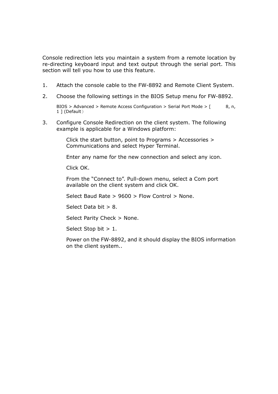 Appendix c: console redirection | Lanner FW-8892 User Manual | Page 53 / 58