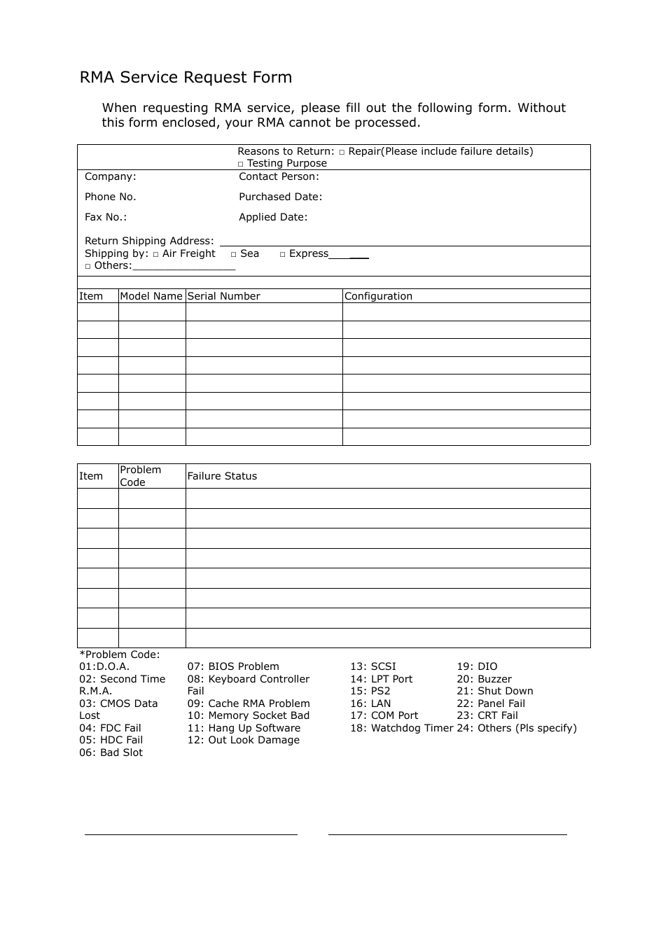 Rma service request form | Lanner FW-8892 User Manual | Page 58 / 58