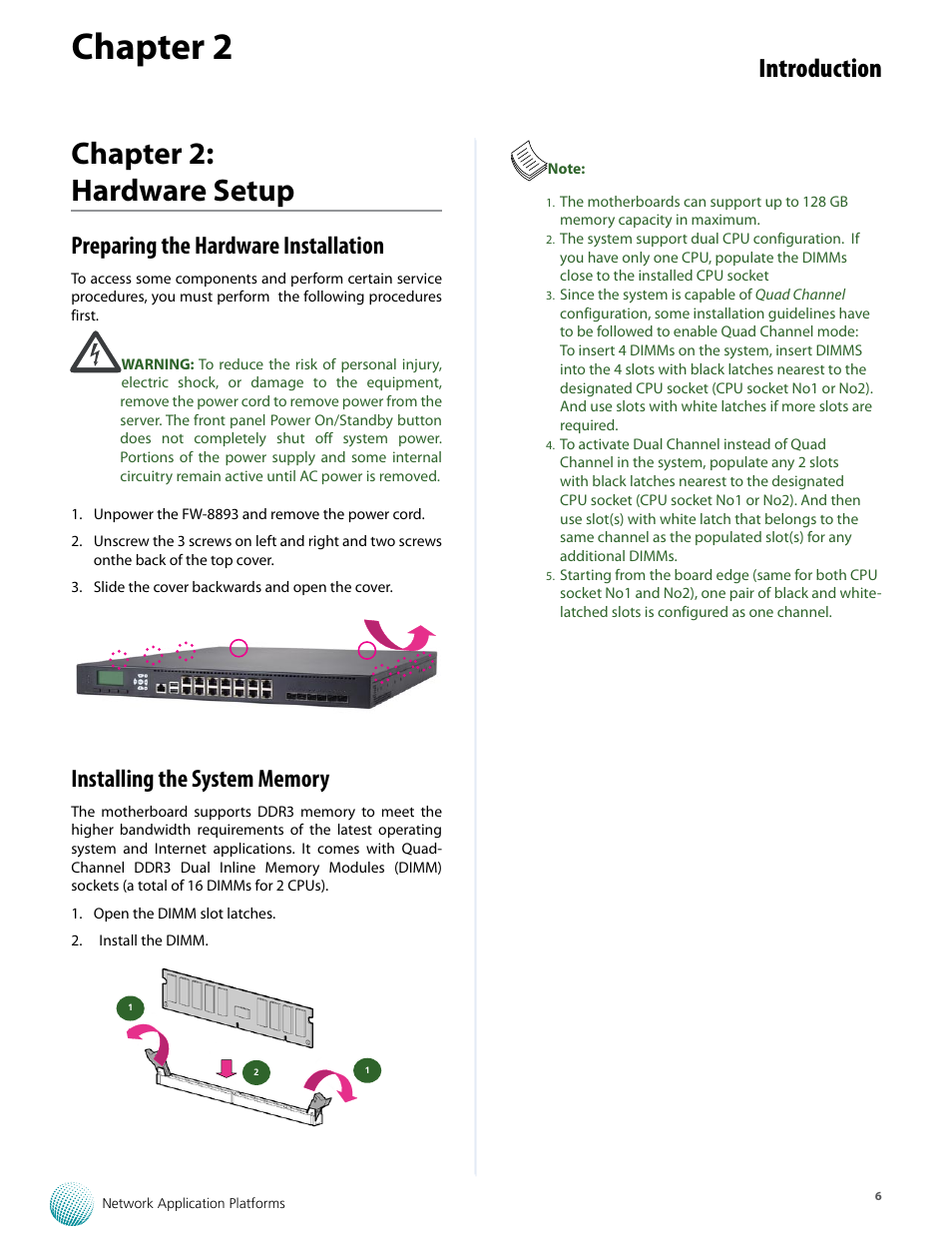 Chapter 2, Chapter 2: hardware setup, Introduction | Preparing the hardware installation | Lanner FW-8893C User Manual | Page 11 / 49