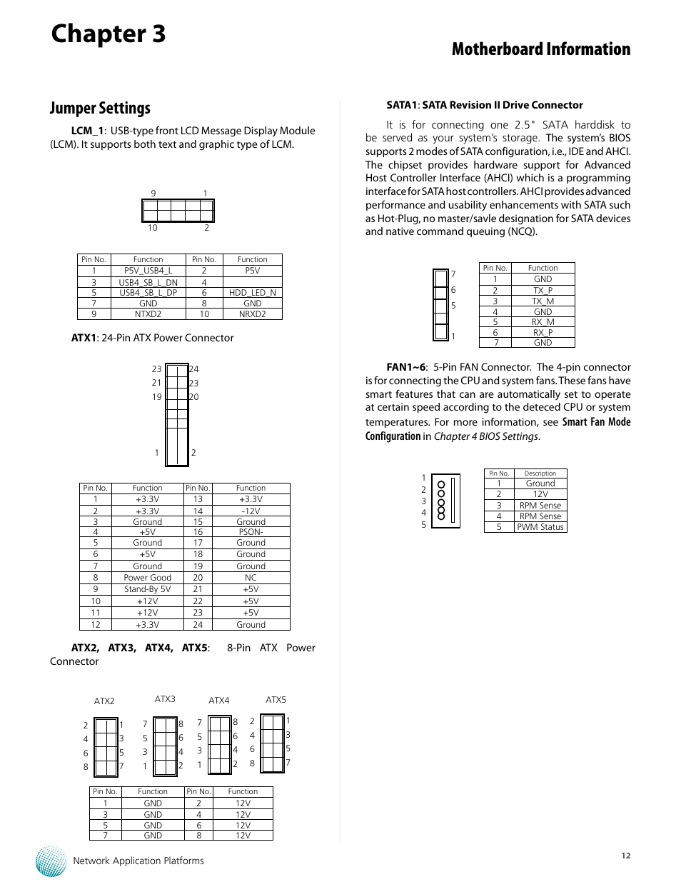 Chapter 3, Motherboard information, Jumper settings | Smart fan mode configuration | Lanner FW-8893C User Manual | Page 17 / 49