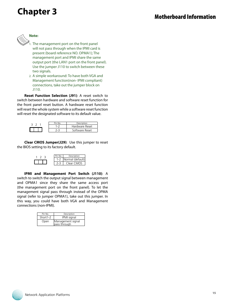 Chapter 3, Motherboard information | Lanner FW-8893C User Manual | Page 20 / 49