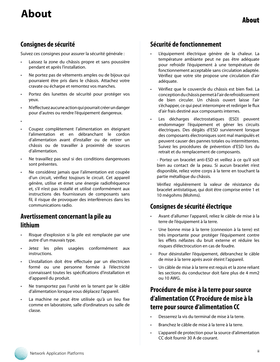 About, Consignes de sécurité, Avertissement concernant la pile au lithium | Sécurité de fonctionnement, Consignes de sécurité électrique | Lanner FW-8893C User Manual | Page 3 / 49