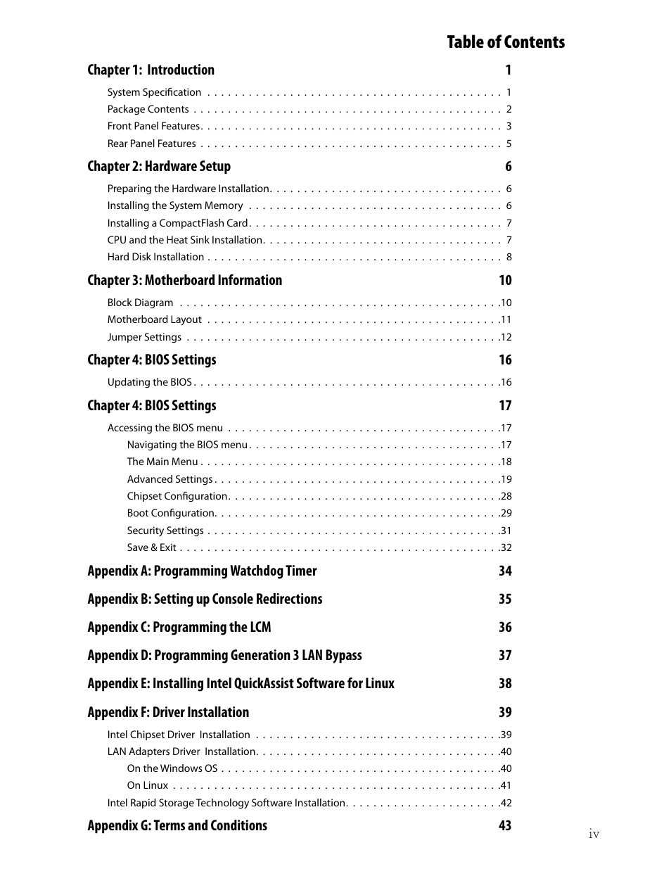 Ttat table of contents beable of contents | Lanner FW-8893C User Manual | Page 5 / 49