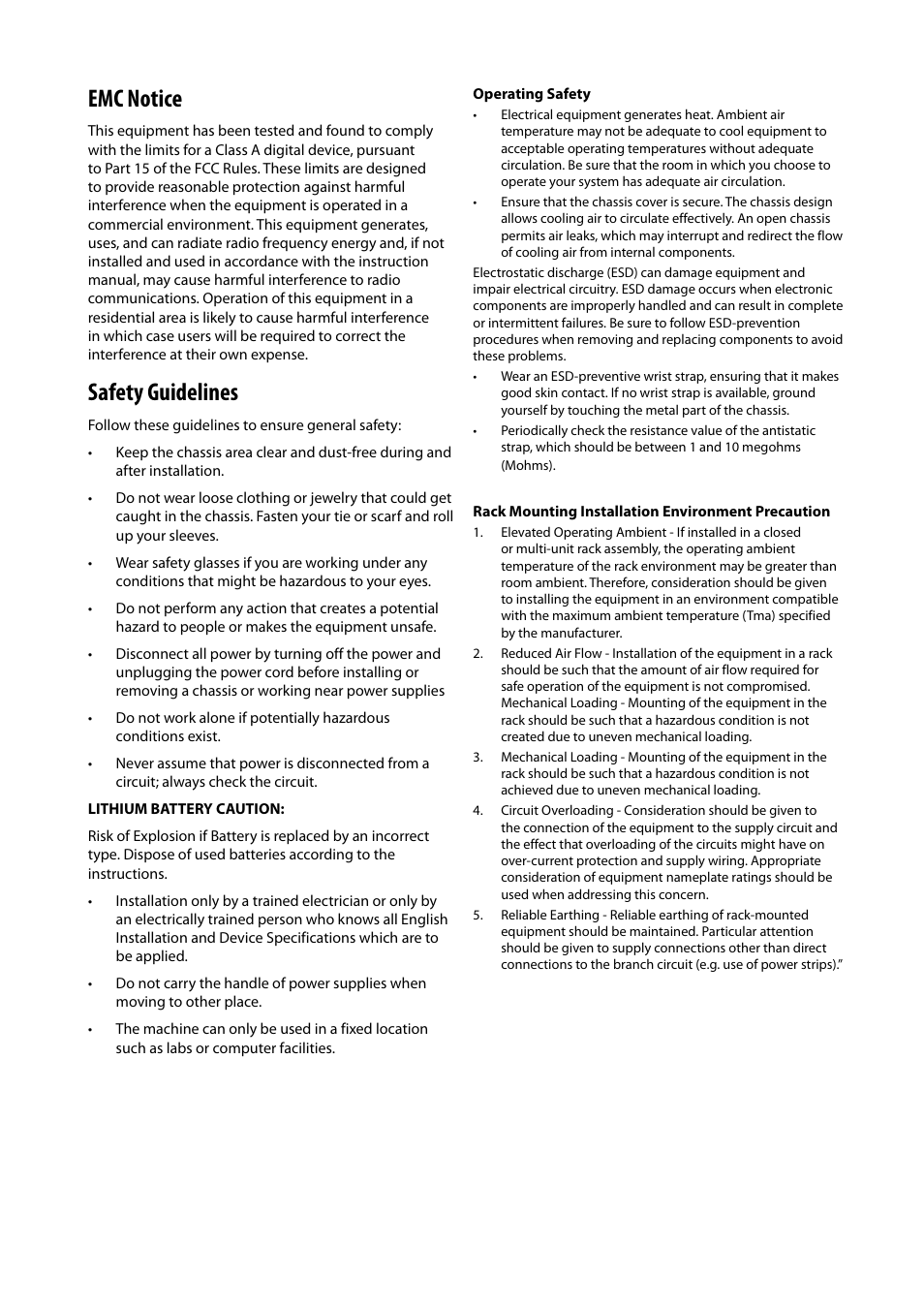 Emc notice, Safety guidelines | Lanner FW-8894 User Manual | Page 4 / 31