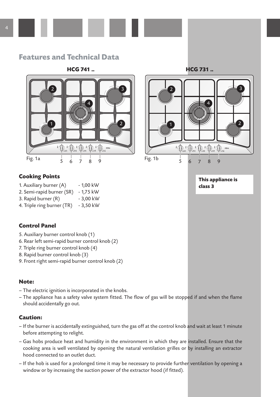 Features and technical data | CDA HCG 731 User Manual | Page 4 / 24