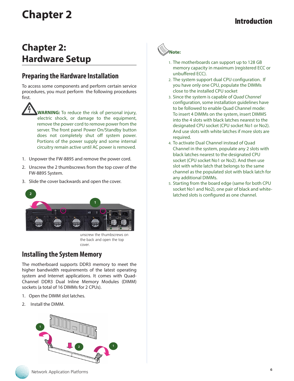 Chapter 2, Chapter 2: hardware setup, Introduction | Preparing the hardware installation | Lanner FW-8895 User Manual | Page 10 / 48