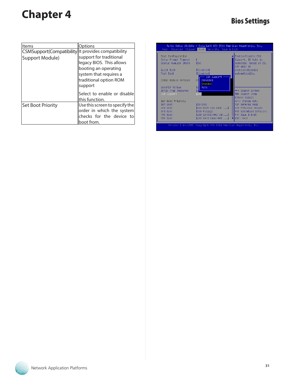 Chapter 4, Bios settings | Lanner FW-8895 User Manual | Page 35 / 48