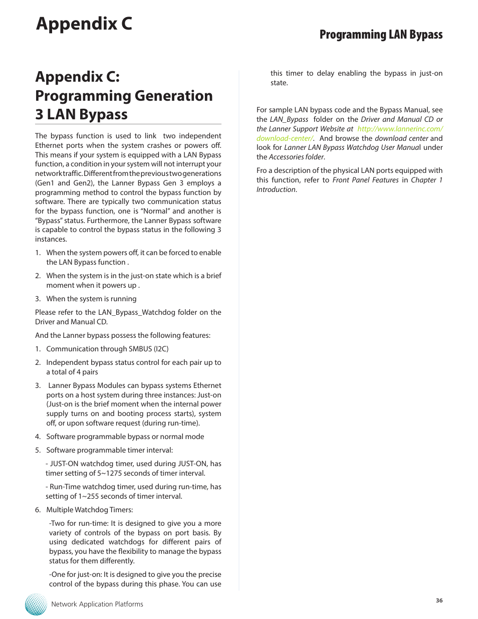 Appendix c, Appendix c: programming generation 3 lan bypass, Programming lan bypass | Lanner FW-8895 User Manual | Page 40 / 48