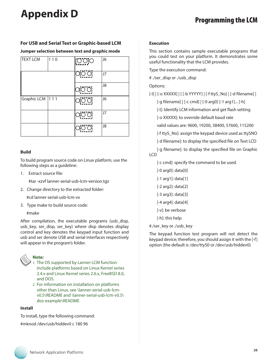 Appendix d, Programming the lcm | Lanner FW-8895 User Manual | Page 42 / 48