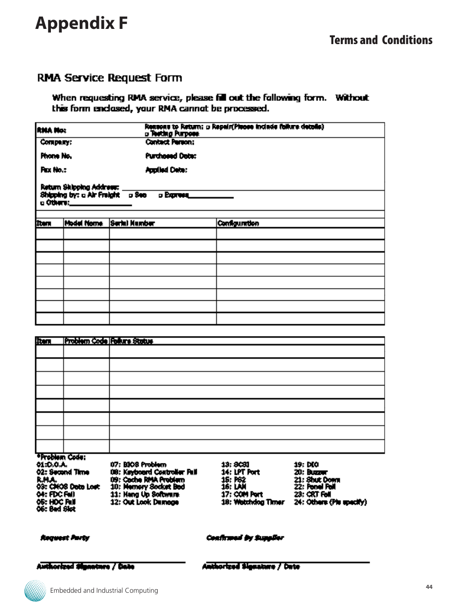 Appendix f, Terms and conditions | Lanner FW-8895 User Manual | Page 48 / 48