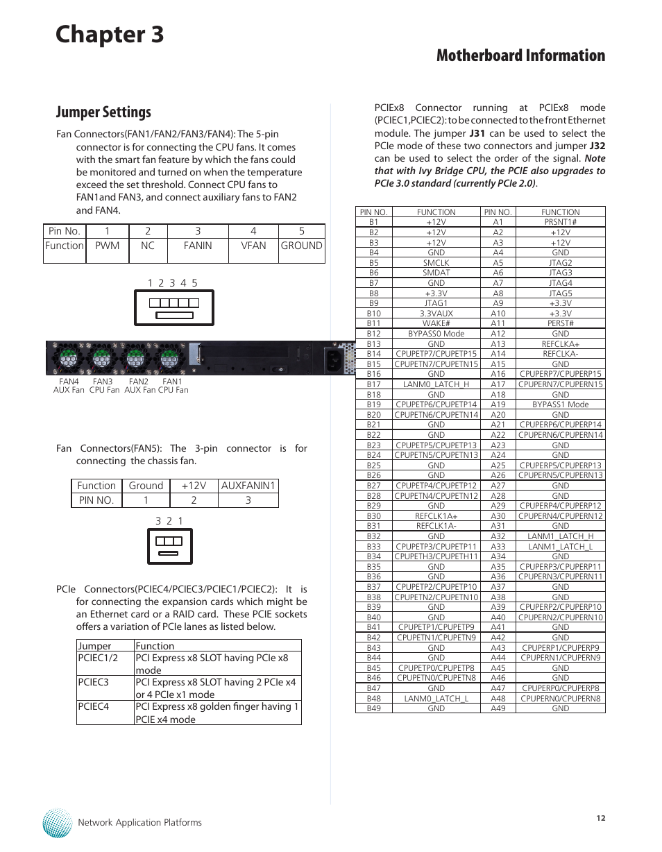 Jumper settings, Chapter 3, Motherboard information | Lanner FX-3210 User Manual | Page 17 / 54