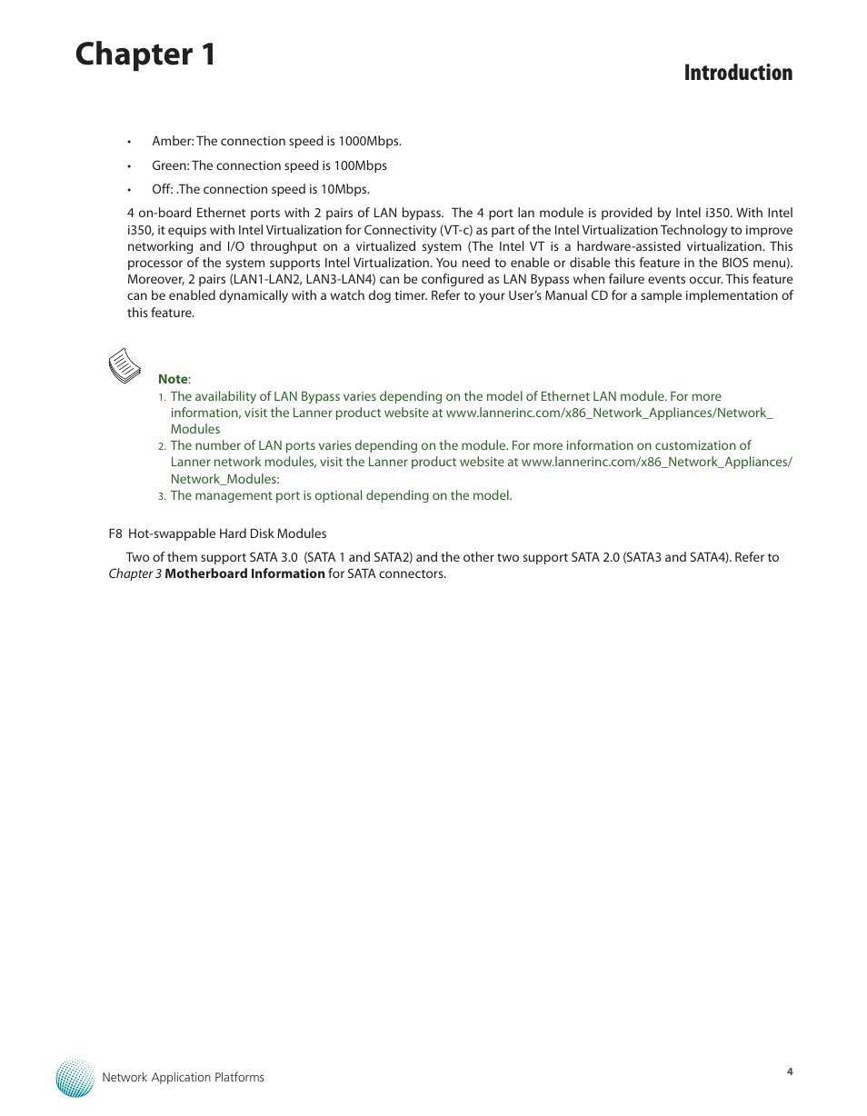 Chapter 1, Introduction | Lanner FX-3210 User Manual | Page 9 / 54