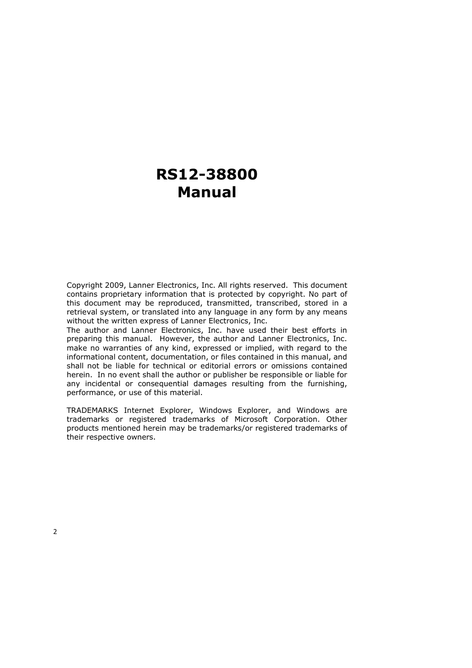 Lanner RS12-38800 User Manual | Page 2 / 64