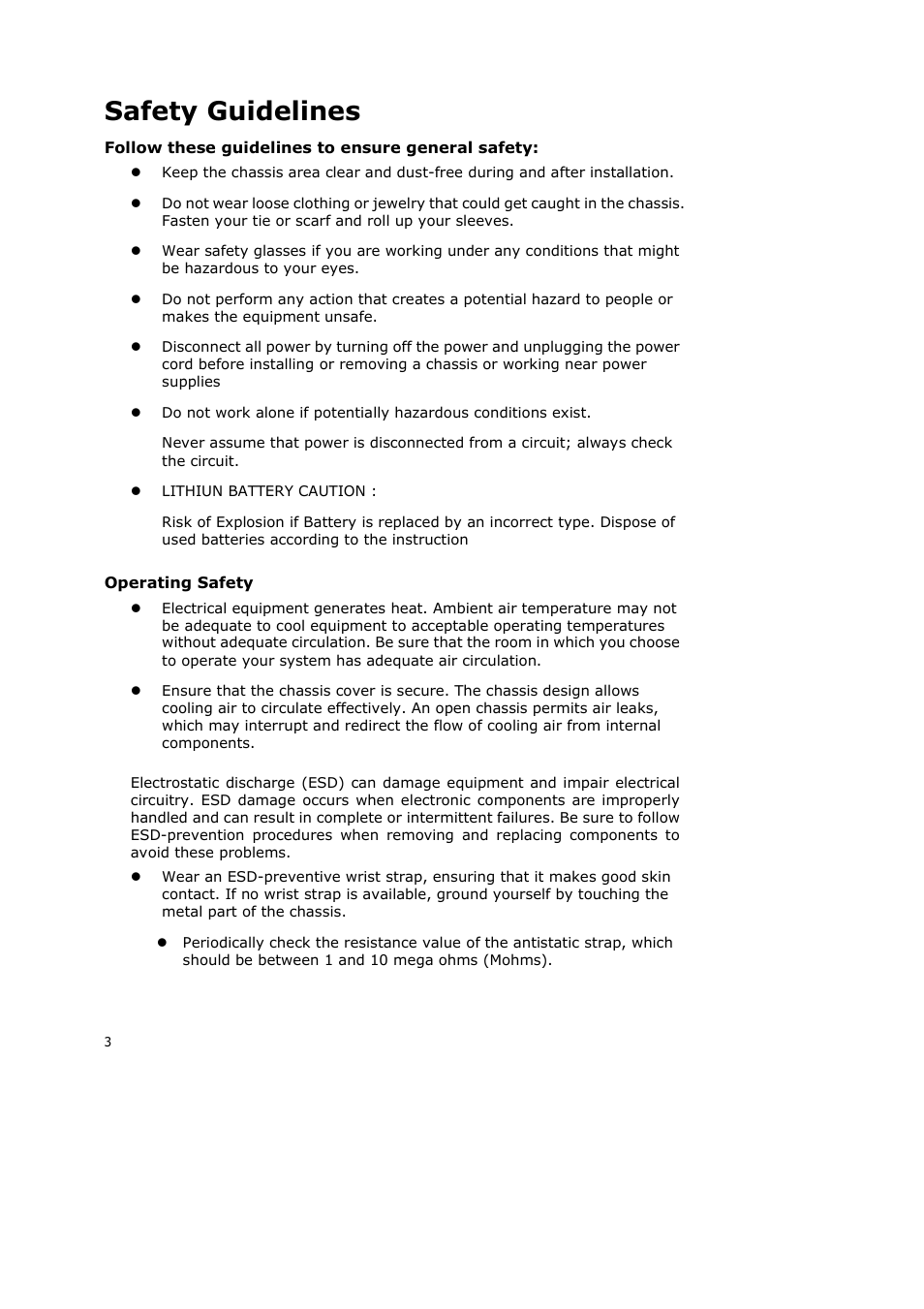 Safety guidelines | Lanner RS12-38800 User Manual | Page 3 / 64