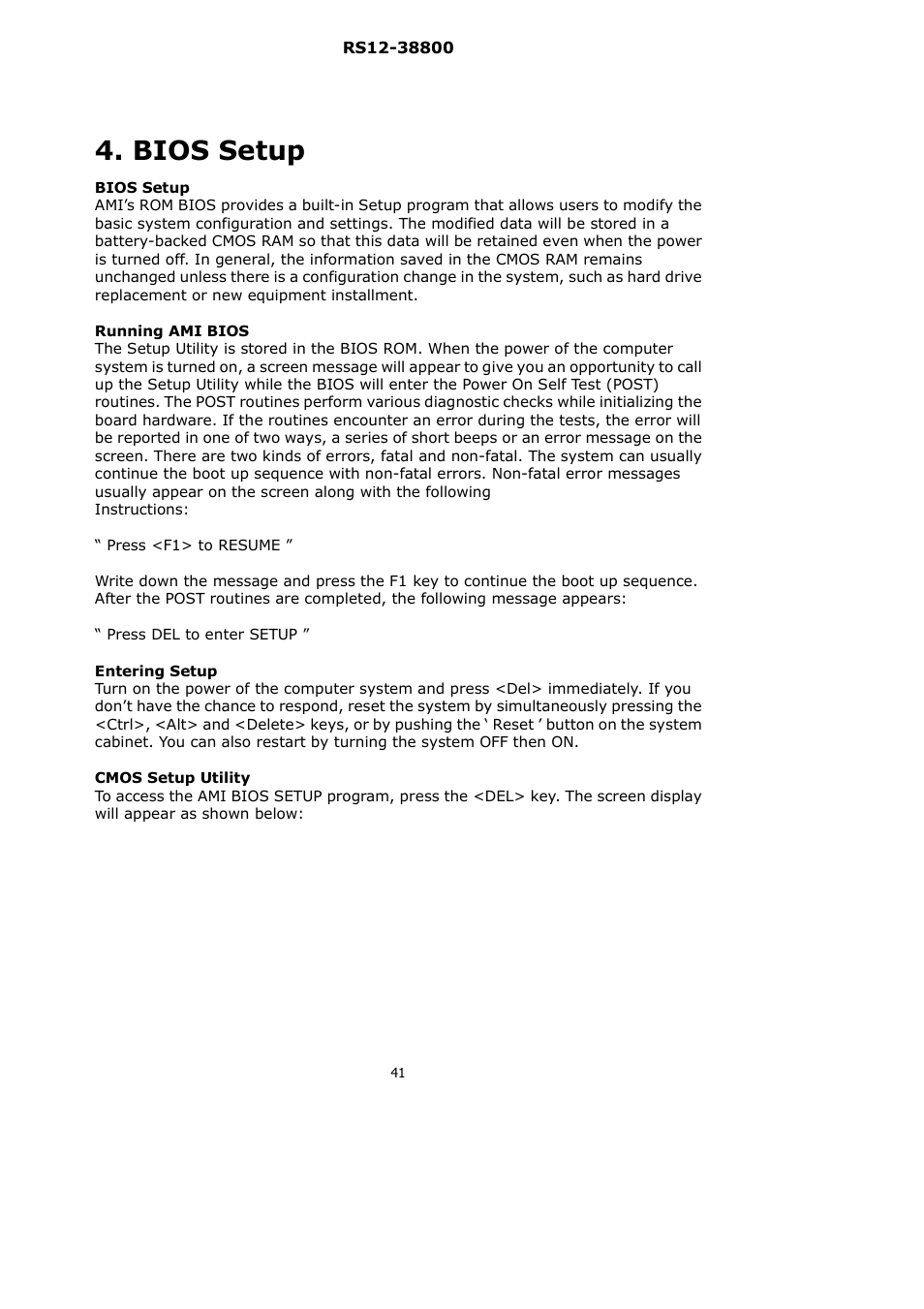 Bios setup | Lanner RS12-38800 User Manual | Page 41 / 64