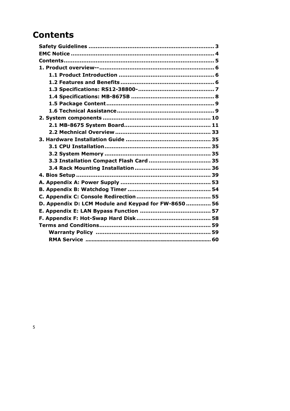 Lanner RS12-38800 User Manual | Page 5 / 64