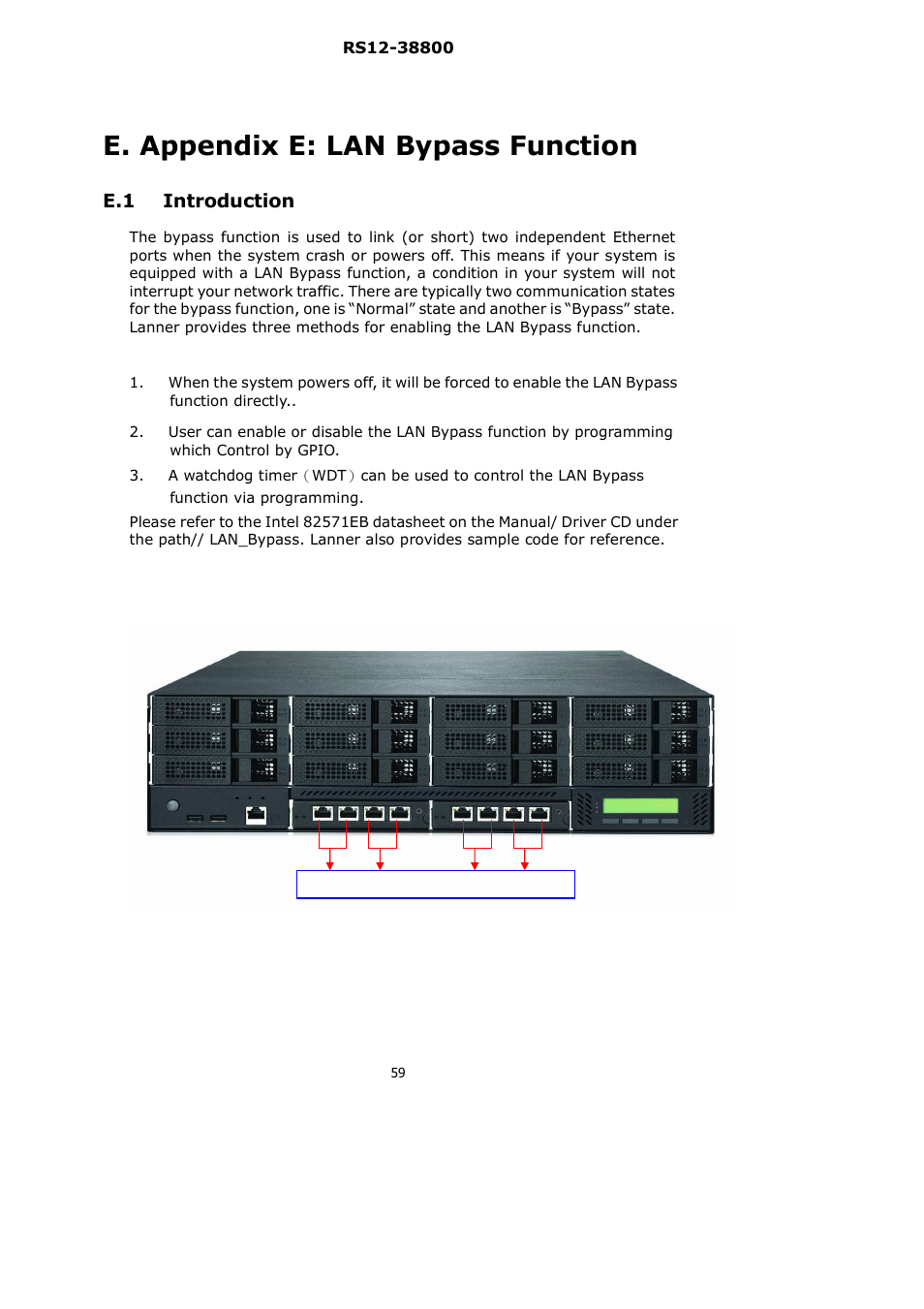 E. appendix e: lan bypass function, E.1 introduction | Lanner RS12-38800 User Manual | Page 59 / 64