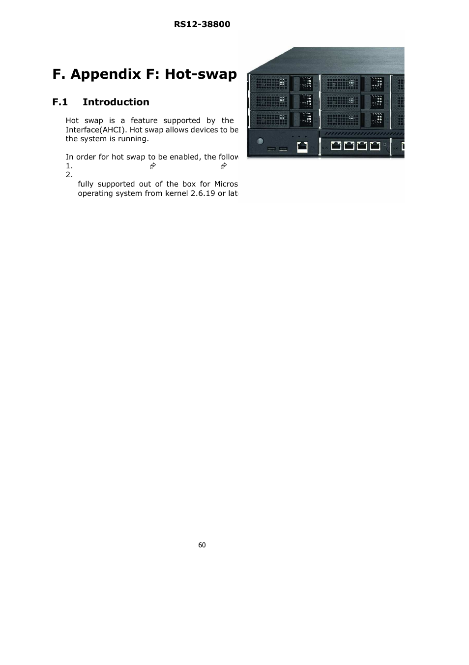 F. appendix f: hot-swap hard disk | Lanner RS12-38800 User Manual | Page 60 / 64