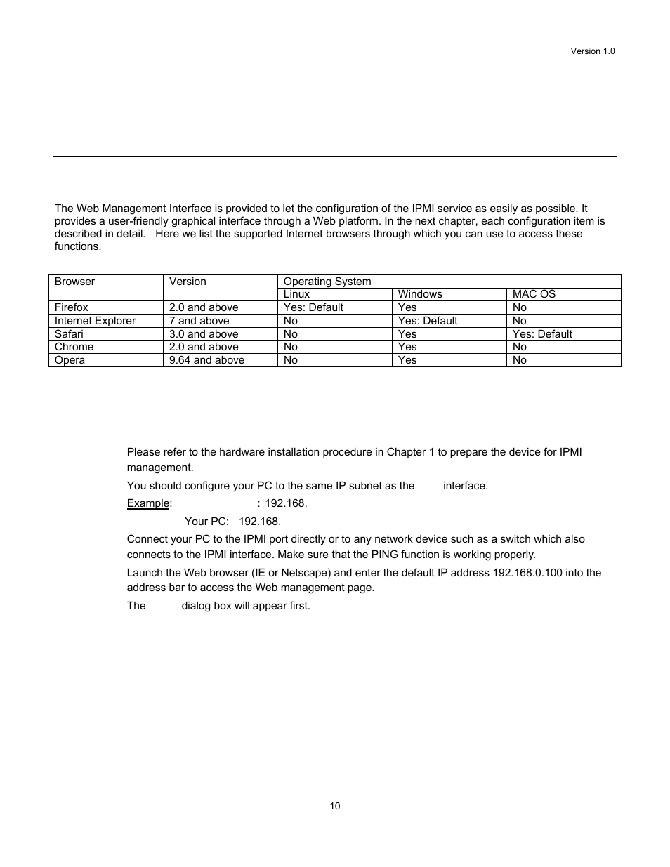 Chapter 2, Web configuration interface, Overview | Preparation | Lanner IPMI User Manual | Page 12 / 56