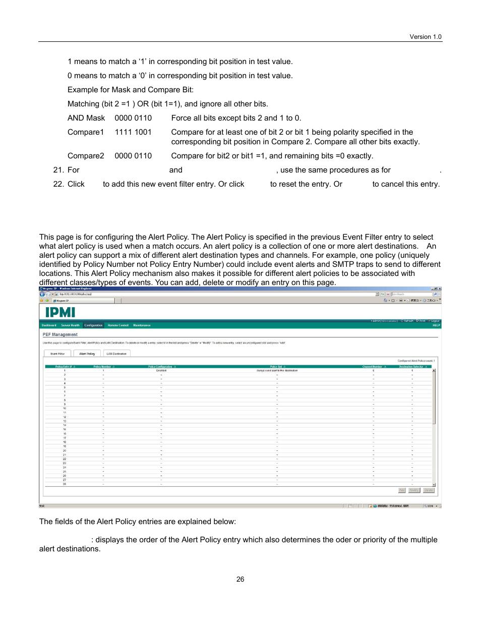 2 alert policy tab, Alert policy tab | Lanner IPMI User Manual | Page 28 / 56