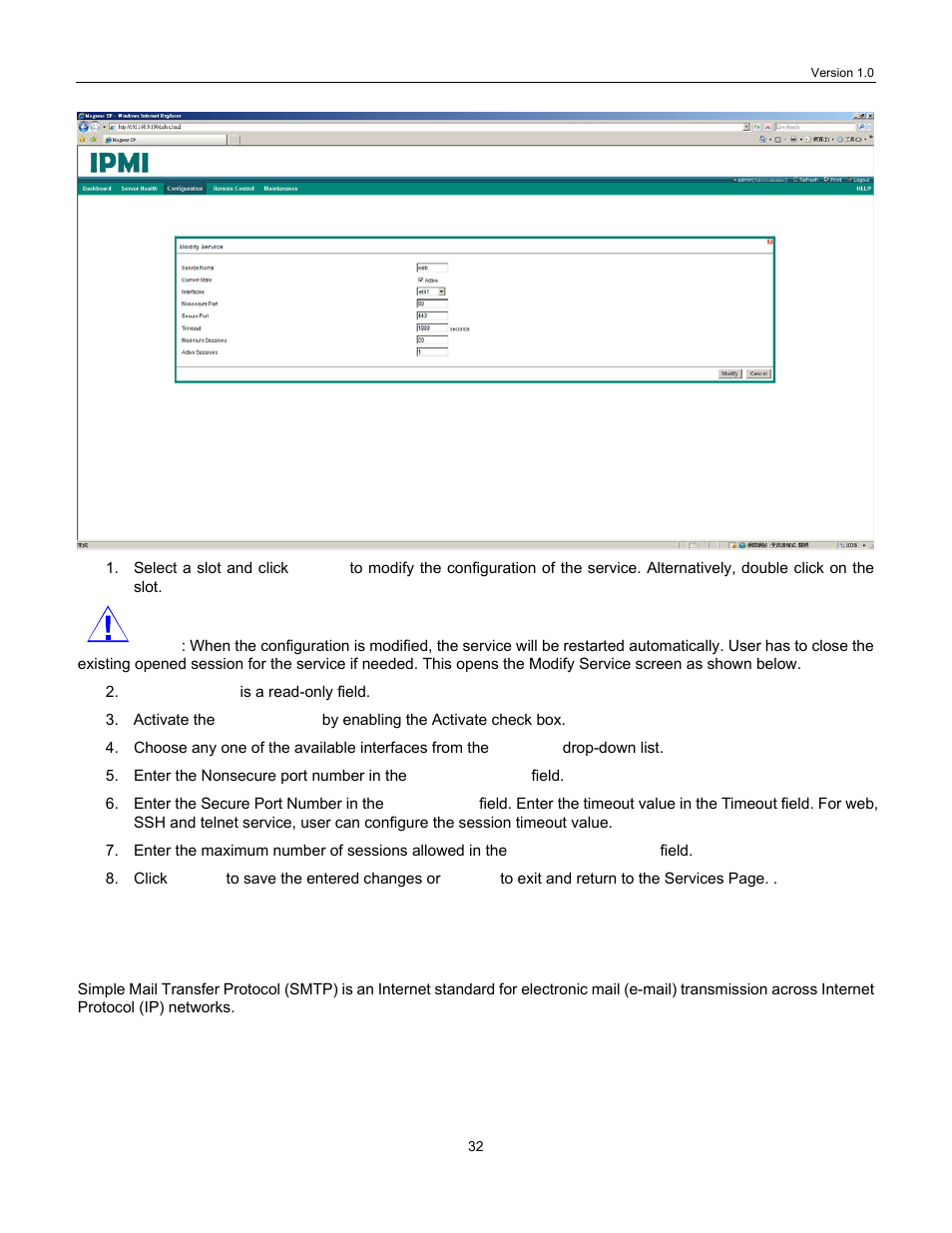 Smtp, Ettings | Lanner IPMI User Manual | Page 34 / 56